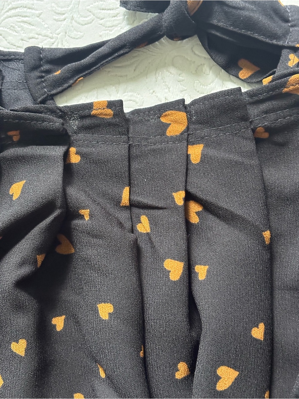 NWT Lauren Conrad Black Dress w/Gold Heart Print Tie-Waist Midi Dress, Size 2X - Picture 8 of 13